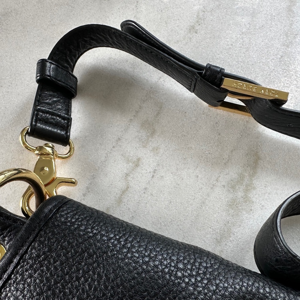 Tory Burch Black Pebble Leather Crossbody Messenger Bag - Large - Picture 5 of 16